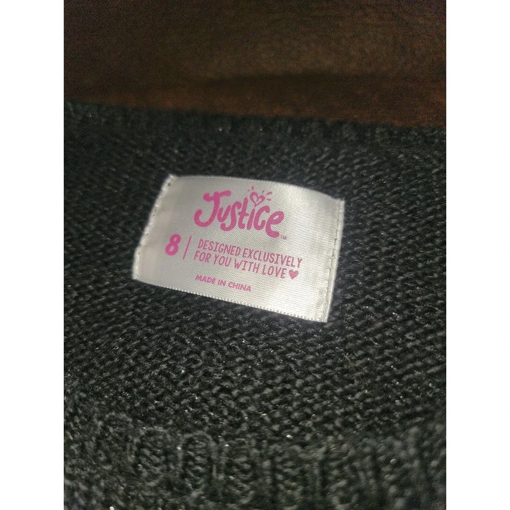 Justice Christmas‎ holiday santa emoji sweater size 8 black